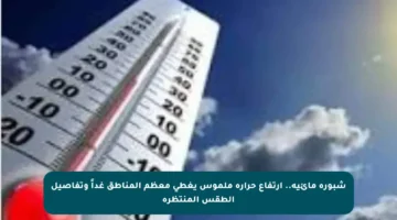 شبورة مائية.. ارتفاع حرارة ملموس يغطي معظم المناطق غداً وتفاصيل الطقس المنتظرة